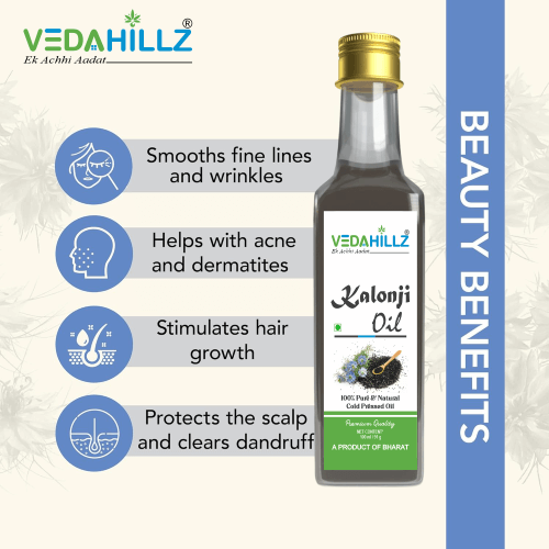 Vedahillz Cold Pressed Kalonji Oil Sourced from Premium Natural Seeds